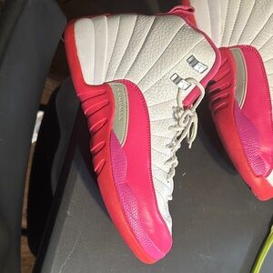 Jordan 12 White and Pink High-Top Sneakers